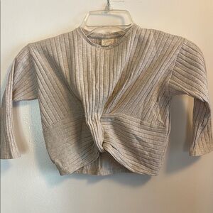 Beige Ribbed Knit Sweater